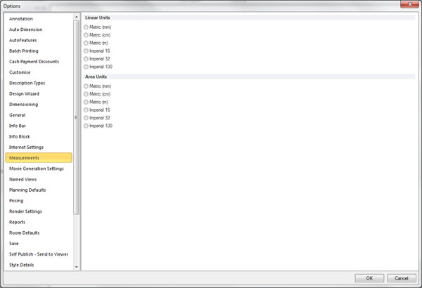 Measurements Preference Section