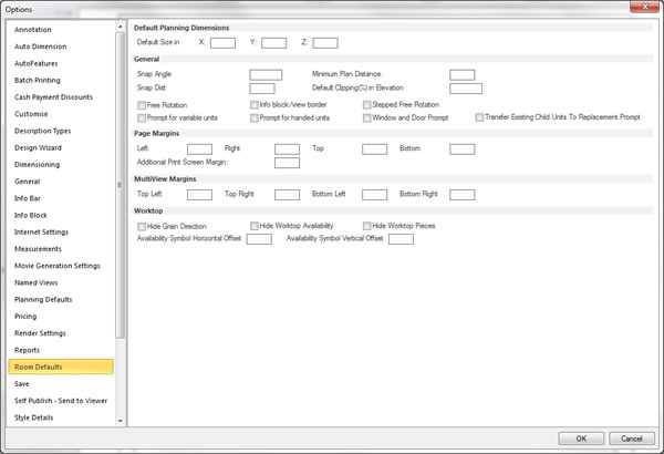 Room Defaults Preference Section