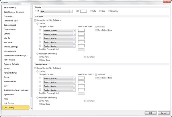 Unit List/Key Preference Section